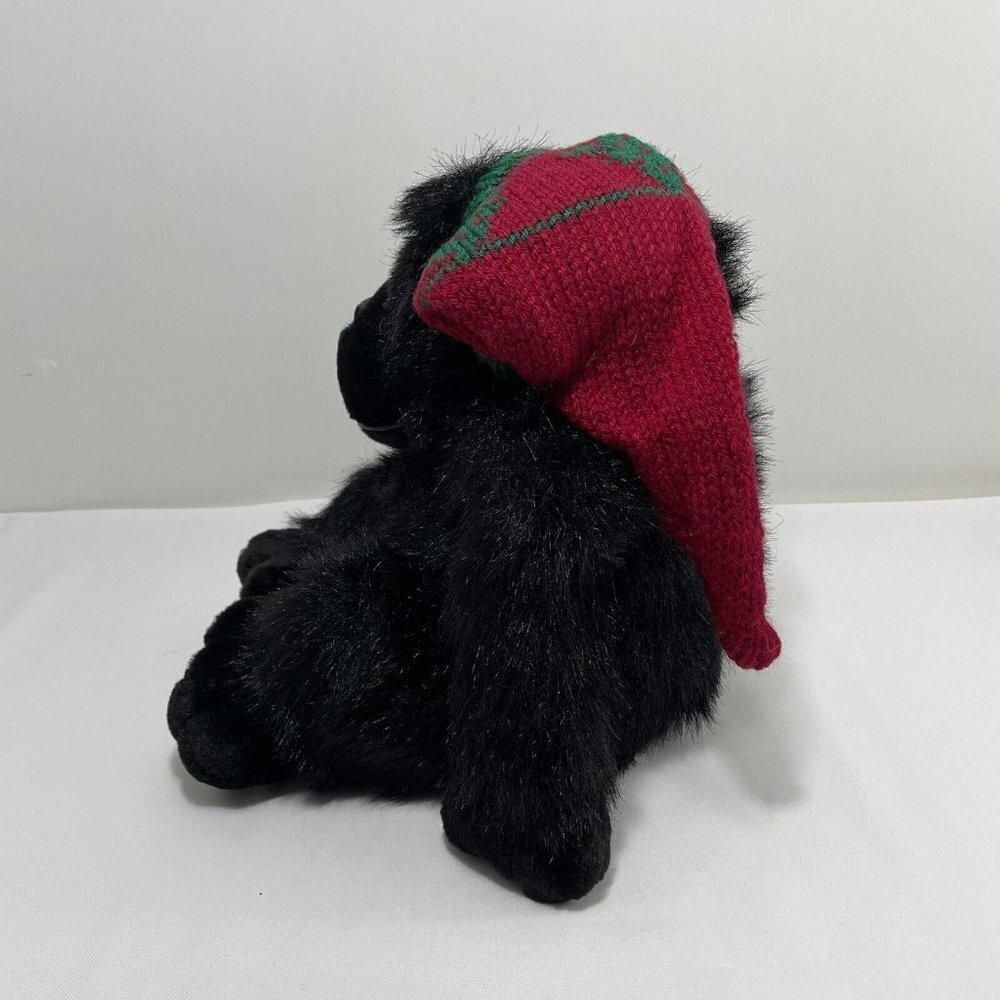 Mty Christmas Gorilla Plush 11” Monkey Ape Black Chubby Winter Beanie Hat Hairy - Picture 3 of 10